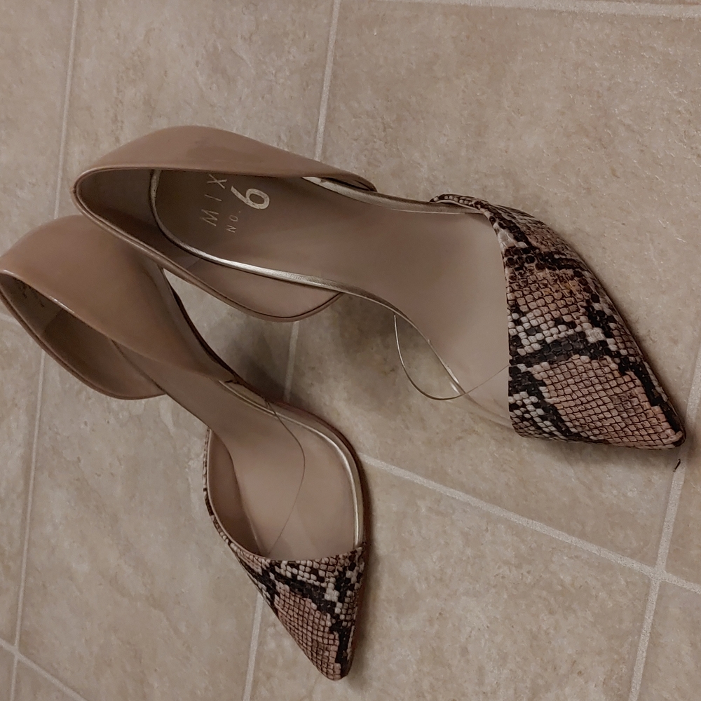 Mix No. 6 Taupe and Snakeskin Patterned Heels
